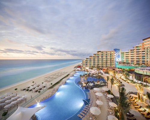 Hard Rock Hotel Cancun all-inclusive beachfront resort with lively pool scene and modern oceanfront design.