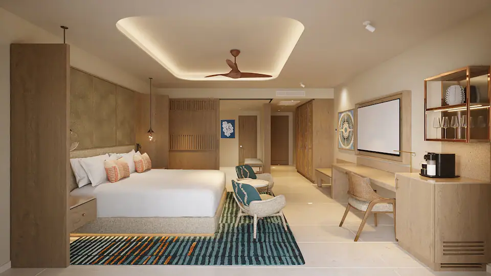 Junior Suite Double with two queen beds and modern oceanfront décor at Hyatt Zilara Cancun.