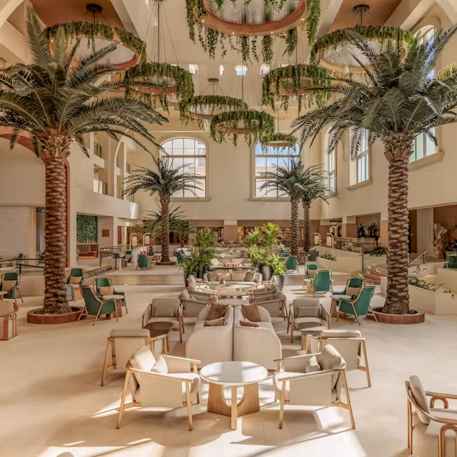 Elegant architectural lobby entrance at Hyatt Zilara Cancun featuring upscale modern design and luxury interiors.
