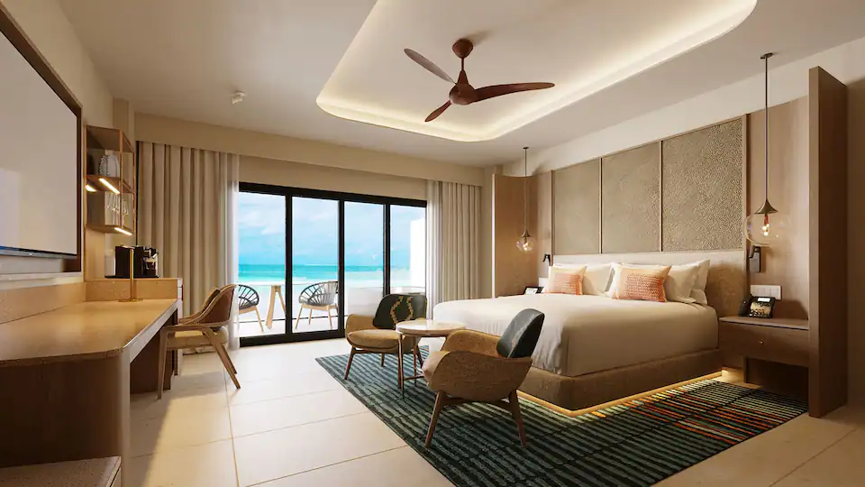 Ocean Front Luxury Suite King with private terrace and panoramic Caribbean Sea views at Hyatt Zilara Cancun.