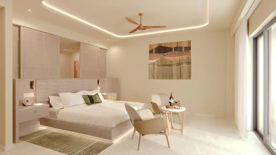 Ocean Front Master Villa King loft-style bedroom with private terrace and ocean views at Hyatt Zilara Cancun.